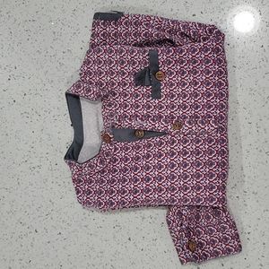 Magenta and grey dress shirt